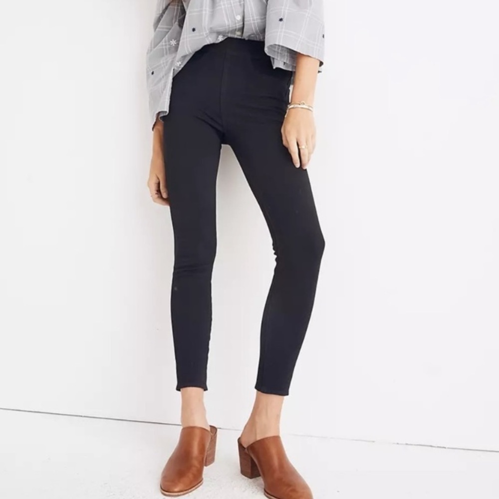 NWT Madewell High Rise Pull On Stretch Skinny Jeans In Black Frost